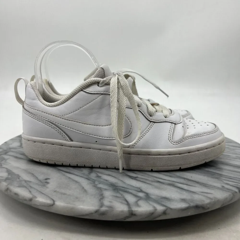 Nike Court Borough Shoes Youth Big Kid 4Y Triple White Leather Low Top Lace